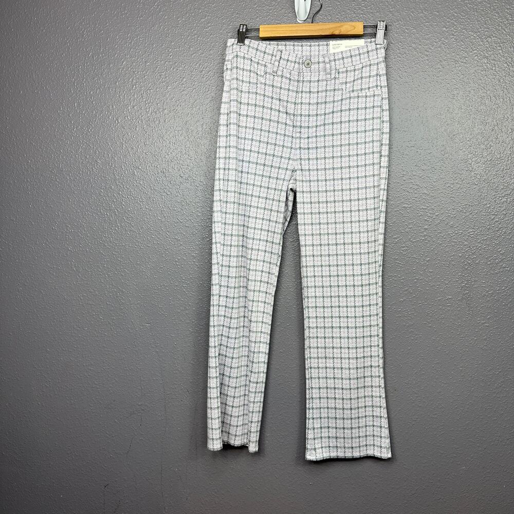 American Eagle Plaid Skinny Kick Crop Pants 6 Regular Purple Grey White NEW